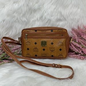 061 Authentic MCM Monogram Crossbody Bag